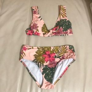 Kona Sol Pink Palm Leaf Tropical Bikini